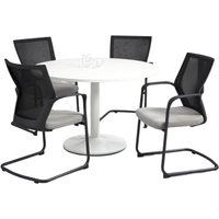 Manager Ronde Vergadertafel Ã˜120CM 4 personen - Wit Blad - Wit onderstel