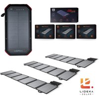 LidekaÂ® - Solar Powerbank + 3x Solar Charger - 30.000 mAh Powerbank