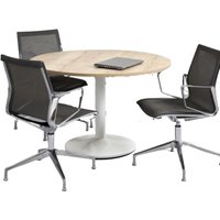 Manager Ronde Vergadertafel Ã˜120CM 4 personen - Licht Eiken - Wit onderstel