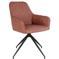 House Nordic Harbo Eetkamerstoel Draaipoot Vegan Leer Vintage Bruin - Set van 2