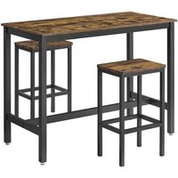 Mazazu - Bartafel met barstoelen - Barkrukken set van 2 - Barkrukken industrieel - Hout - Zwart/bruin - 120x60x90