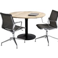 Manager Ronde Vergadertafel Ã˜120CM 4 personen - Licht Eiken - Zwart onderstel