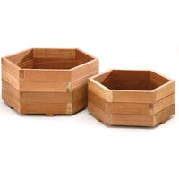 Bloembak plantenbak zeskant bangkirai hardhout 55cm