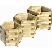 Houten bloembakken zeskant